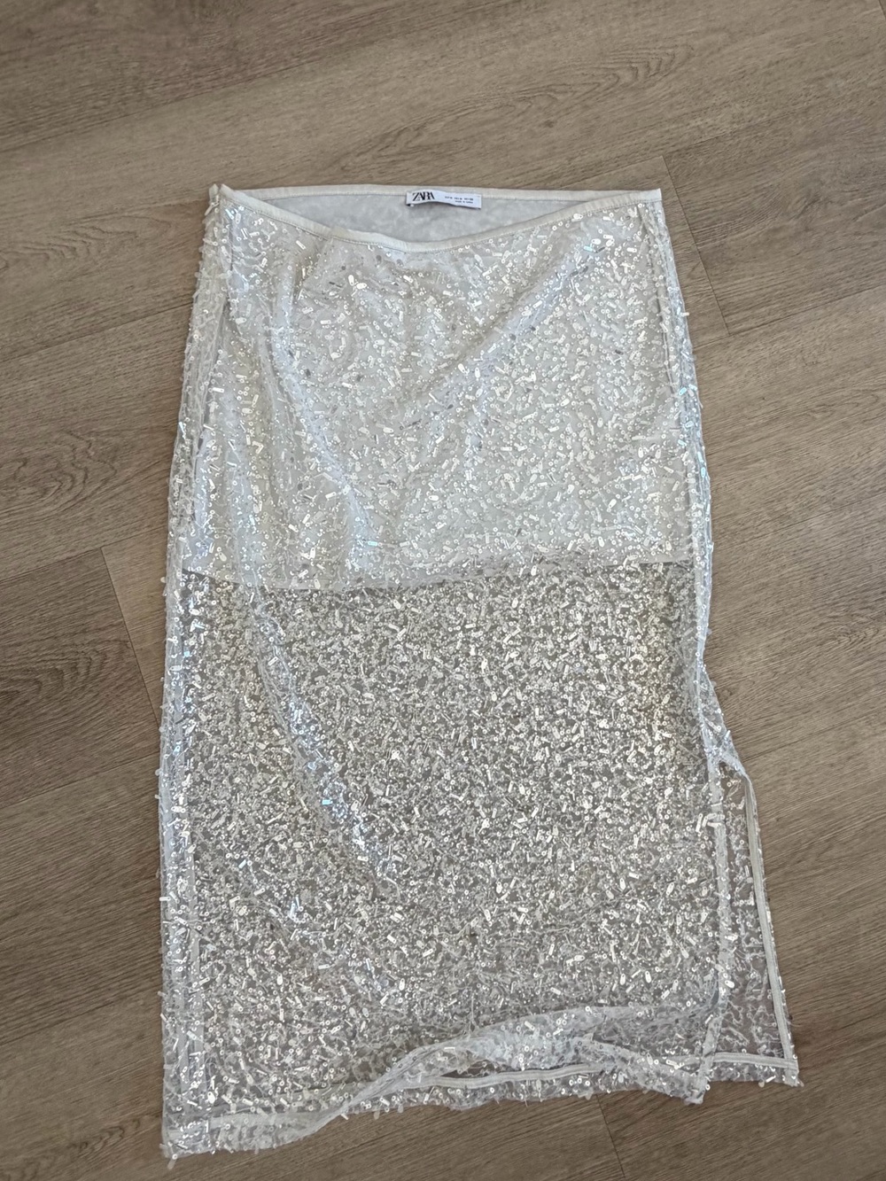 ZARA Ivory Sequin Mini Skirt